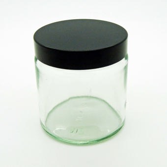 Clear Glass Ointment Jar 60ml Black Lid